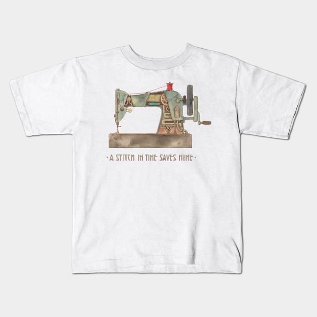 Steampunk Sewing Machine Kids T-Shirt by Newcoatofpaint